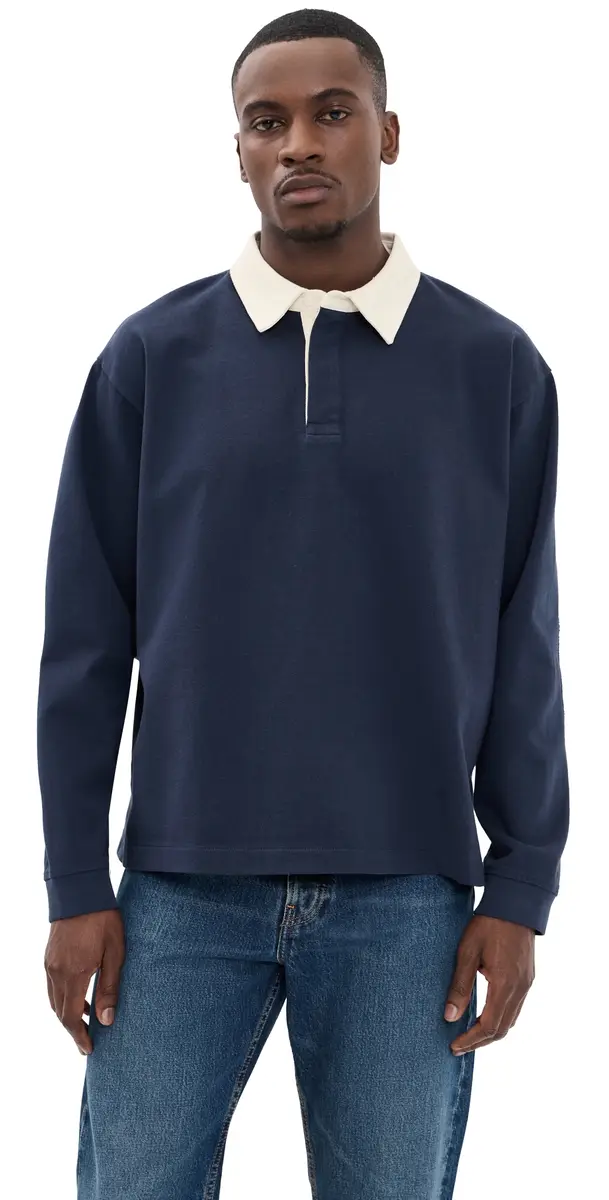 Frame Rugby Polo Shirt Dark Navy | Image 1 Frame Rugby Polo Shirt Dark Navy | Image 1