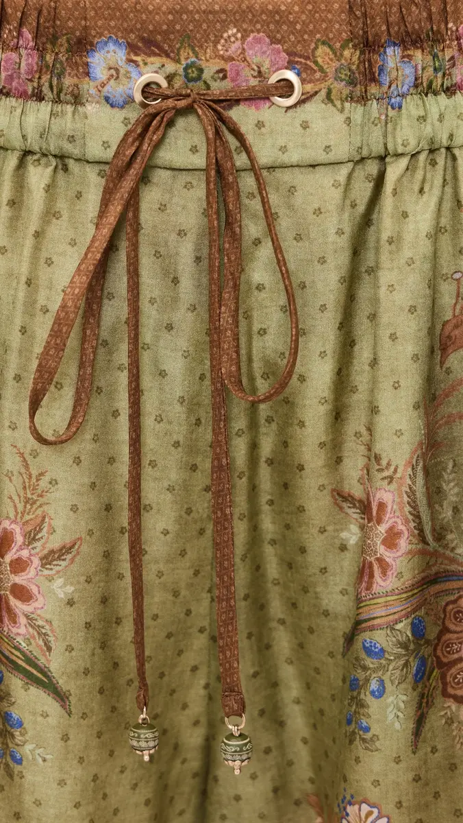 Zimmermann Indra Relaxed Silk Shorts Khaki Scarf Floral | Thumbnail 6 Zimmermann Indra Relaxed Silk Shorts Khaki Scarf Floral | Thumbnail 6