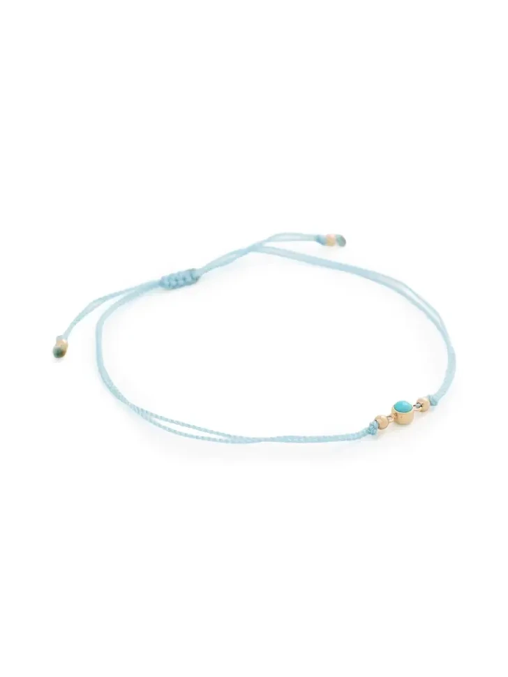 14k Bezel Turquoise Cord Bracelet