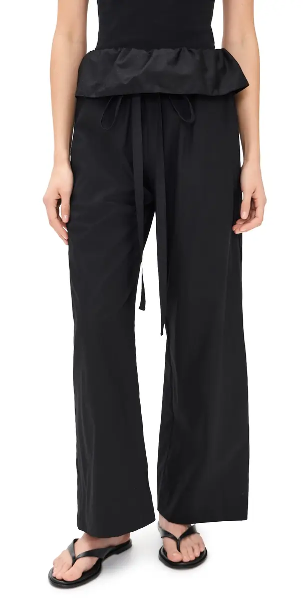 Enza Costa Cotton Peplum Pants Black | Image 1 Enza Costa Cotton Peplum Pants Black | Image 1