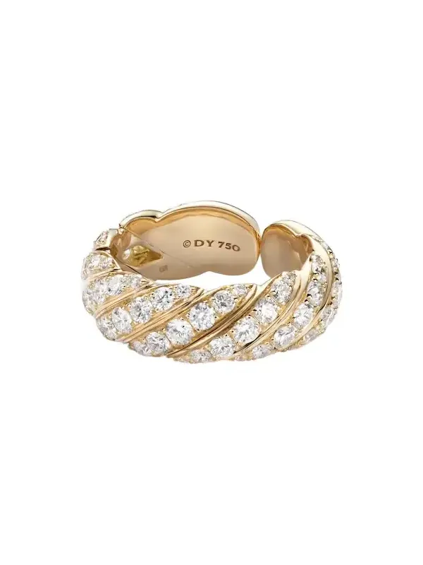 Sculpted Cable Flex 18kt gold ring with diamonds