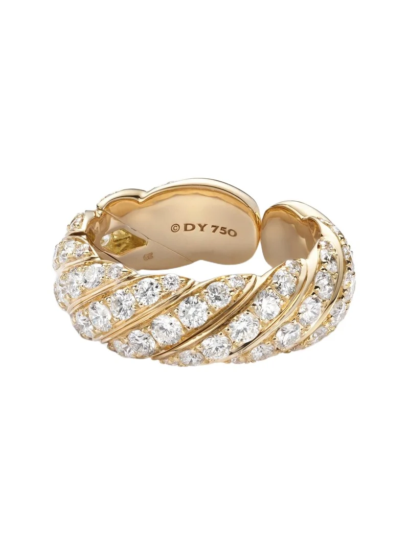 Sculpted Cable Flex 18kt gold ring with diamonds Sculpted Cable Flex 18kt gold ring with diamonds