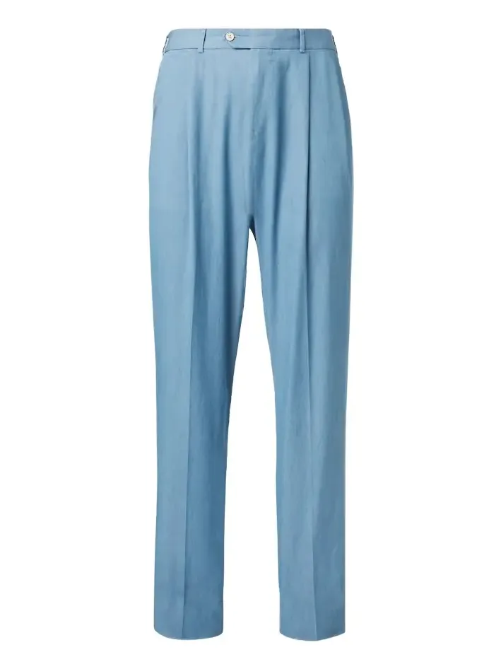 Pleated straight cotton suit pants Pleated straight cotton suit pants