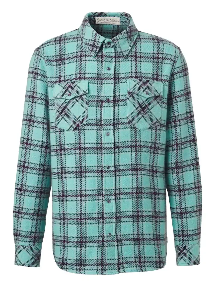 Plaid cashmere shirt with amethyst Plaid cashmere shirt with amethyst