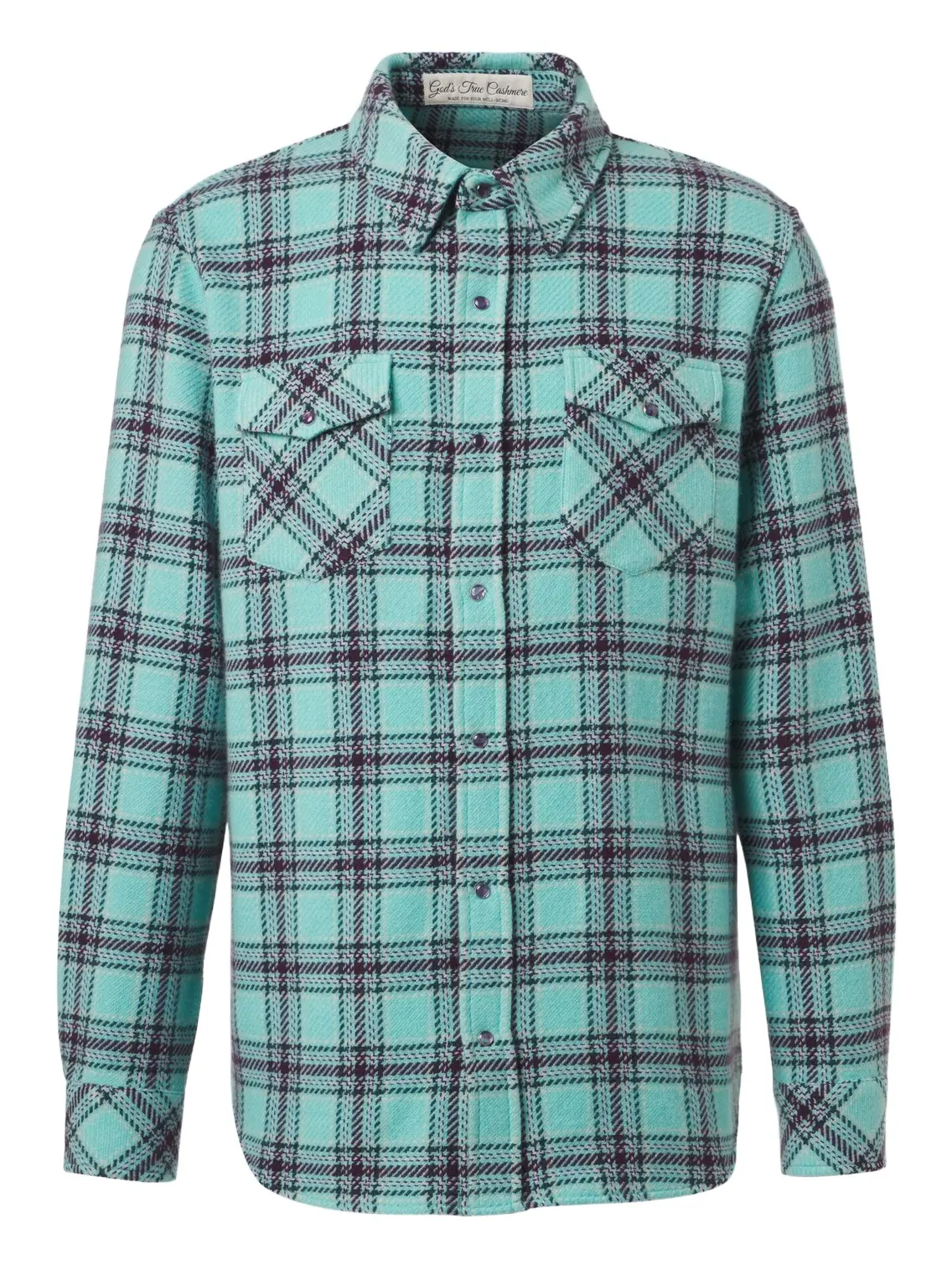Plaid cashmere shirt with amethyst Plaid cashmere shirt with amethyst