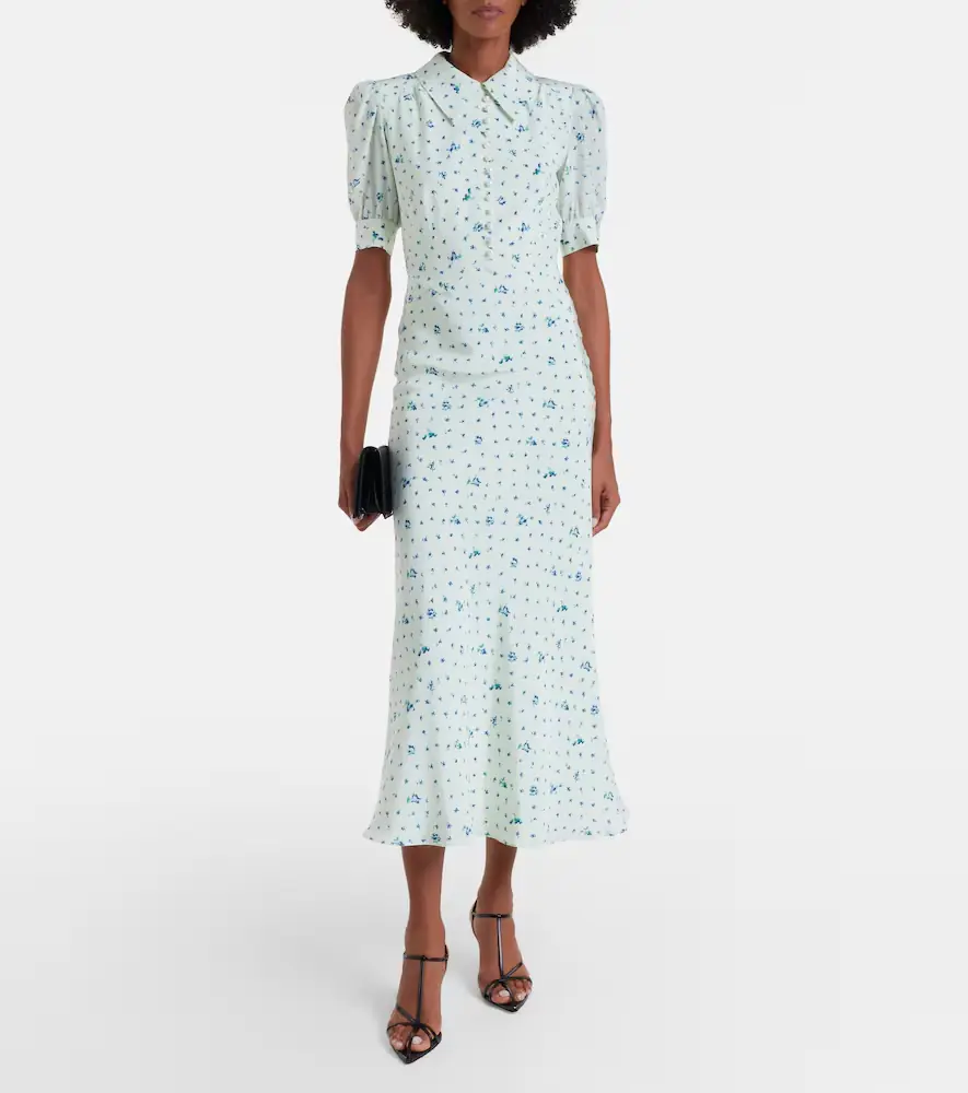 Alessandra Rich Floral silk midi dress | Thumbnail 4
