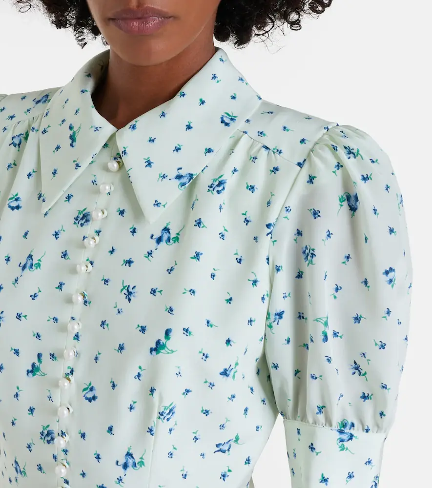Alessandra Rich Floral silk midi dress | Thumbnail 6