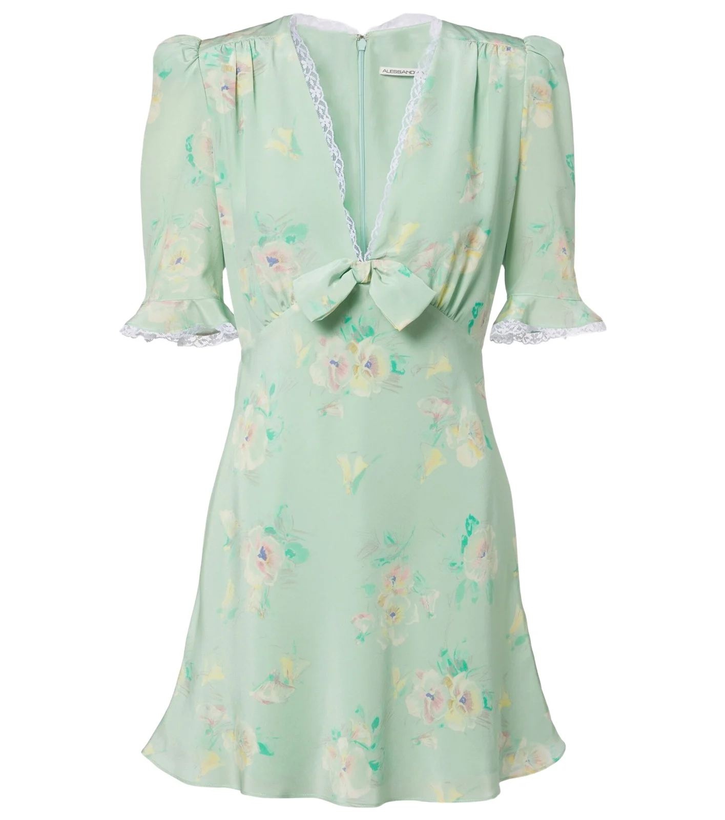 Lace-trimmed floral silk minidress Lace-trimmed floral silk minidress