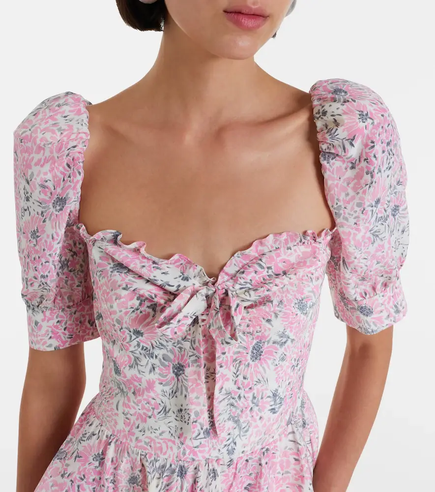 Alessandra Rich Floral peplum silk midi dress | Thumbnail 2 Alessandra Rich Floral peplum silk midi dress | Thumbnail 2