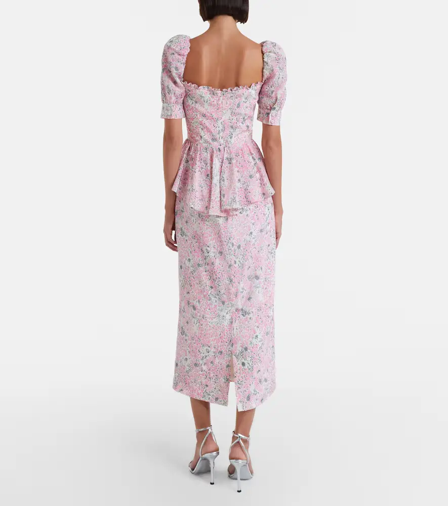 Alessandra Rich Floral peplum silk midi dress | Thumbnail 4 Alessandra Rich Floral peplum silk midi dress | Thumbnail 4