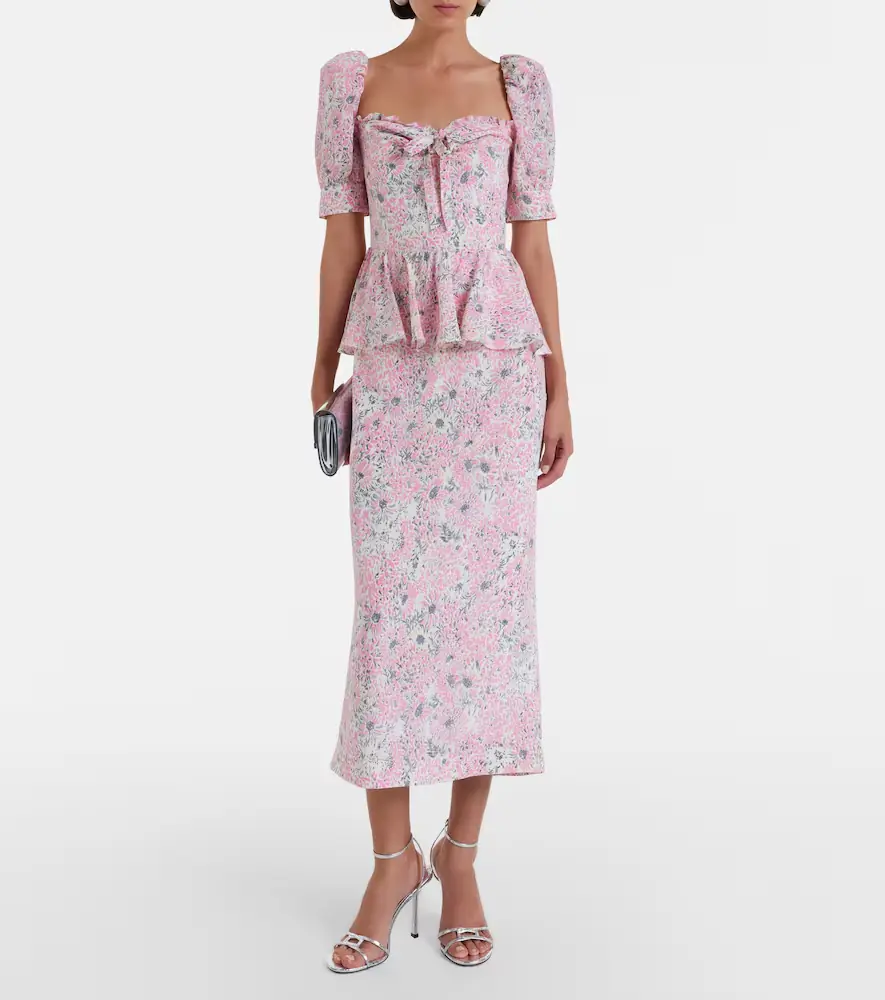Alessandra Rich Floral peplum silk midi dress | Thumbnail 6 Alessandra Rich Floral peplum silk midi dress | Thumbnail 6