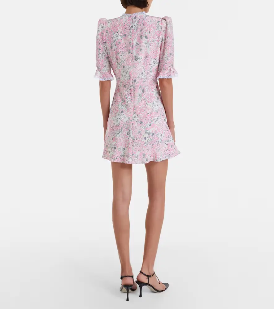 Alessandra Rich Lace-trimmed floral silk minidress | Thumbnail 2 Alessandra Rich Lace-trimmed floral silk minidress | Thumbnail 2