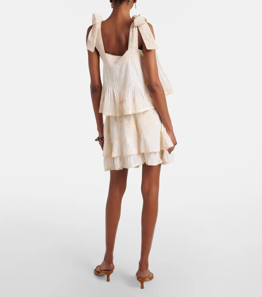 JULIET DUNN Ruffled lace-trimmed cotton miniskirt | Thumbnail 5