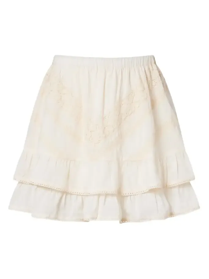 Ruffled lace-trimmed cotton miniskirt Ruffled lace-trimmed cotton miniskirt