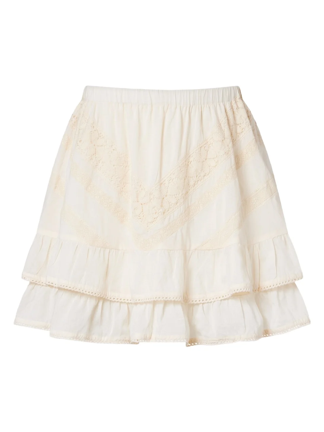 Ruffled lace-trimmed cotton miniskirt Ruffled lace-trimmed cotton miniskirt