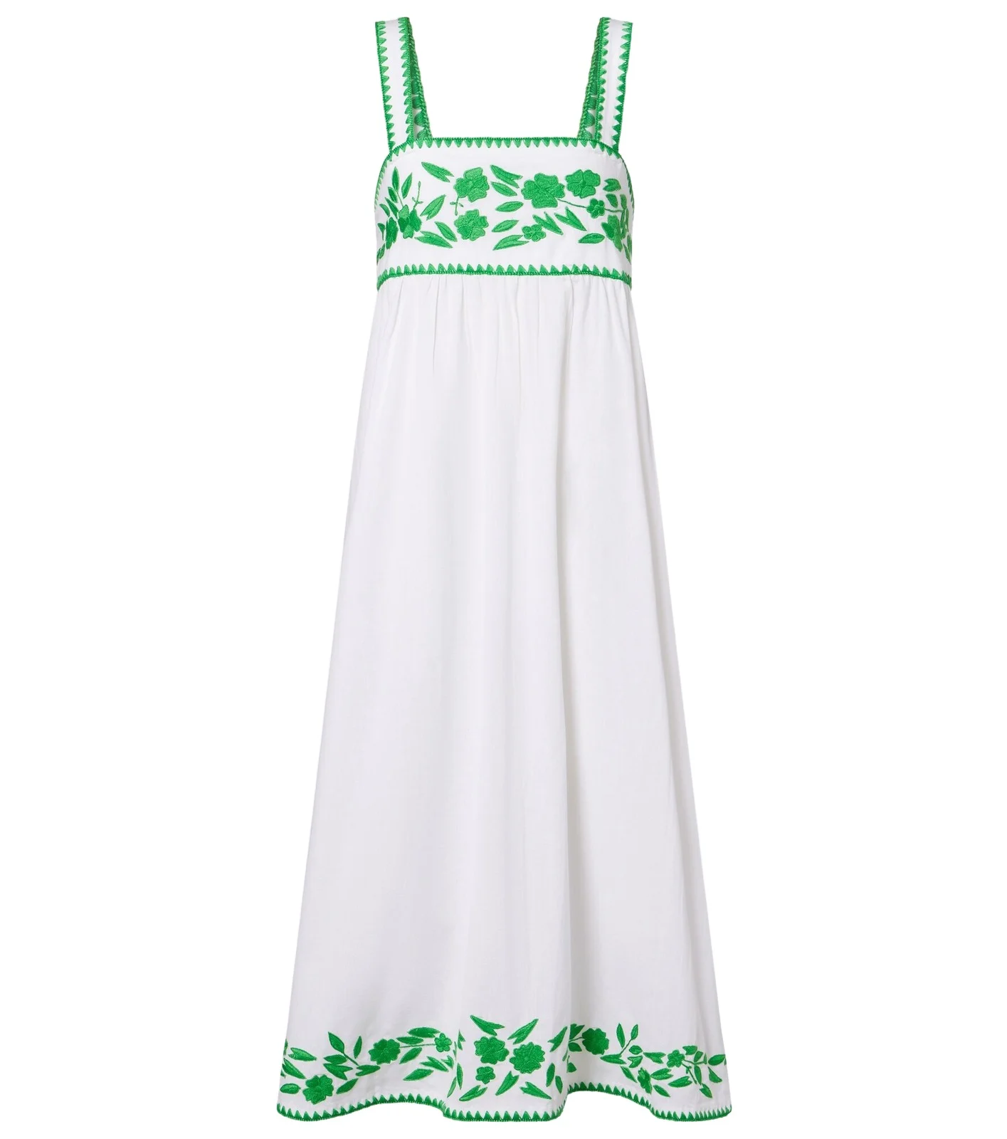 Embroidered cotton and linen midi dress Embroidered cotton and linen midi dress