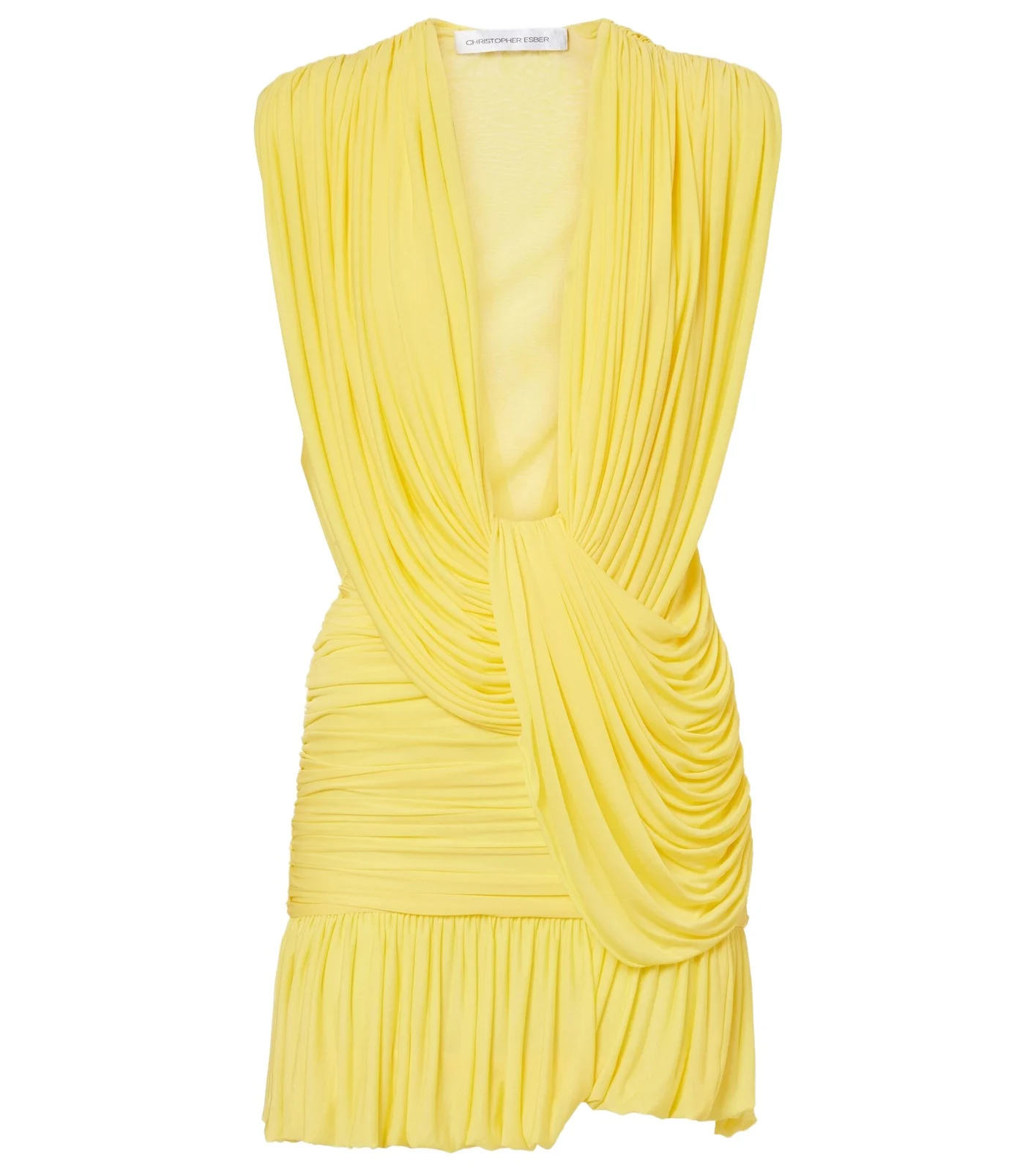 Ripple ruched draped jersey minidress