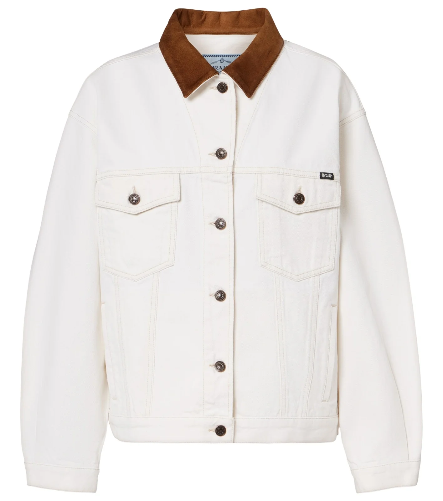 Suede-trimmed denim jacket
