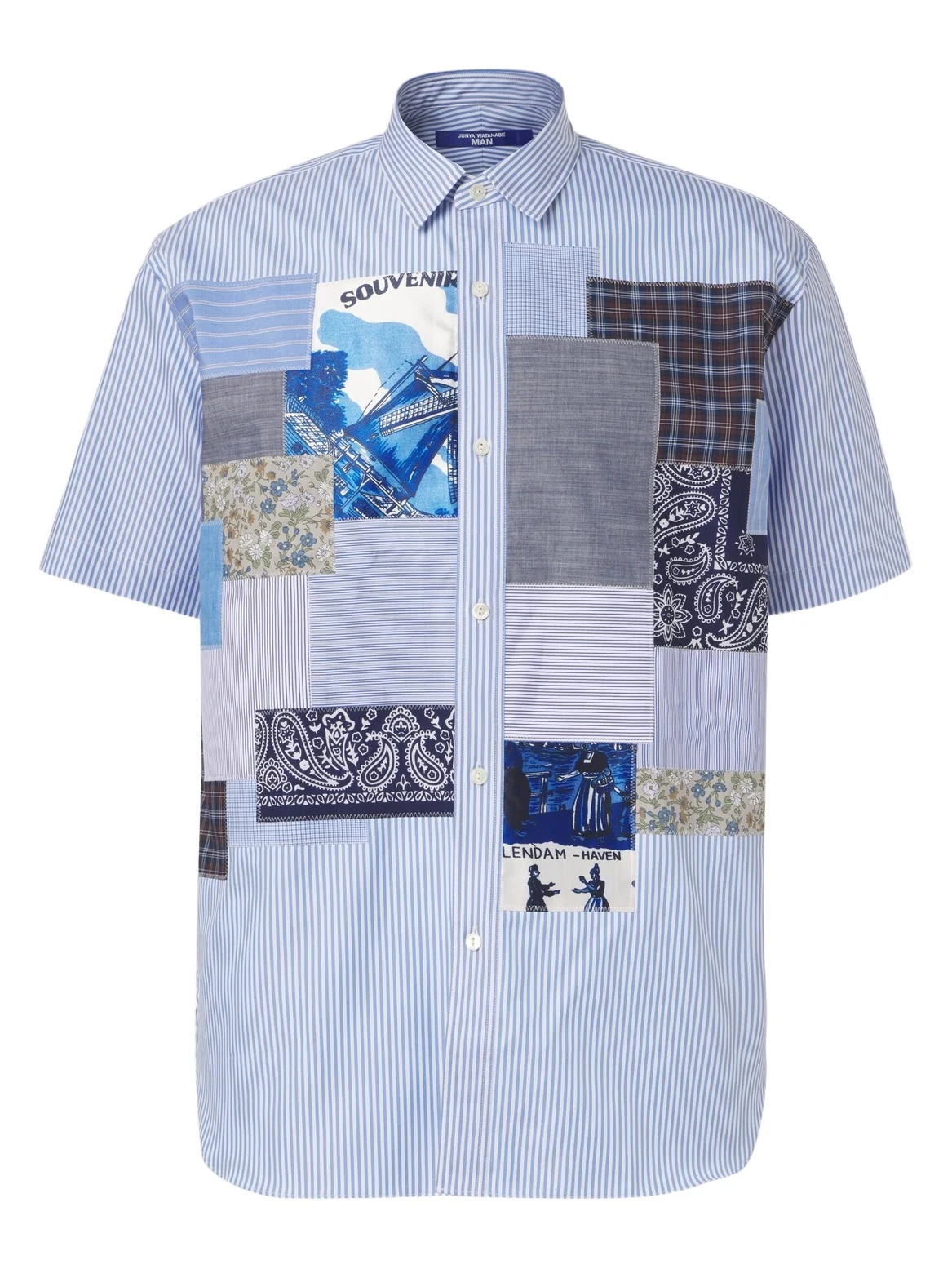 Patchwork striped cotton shirt