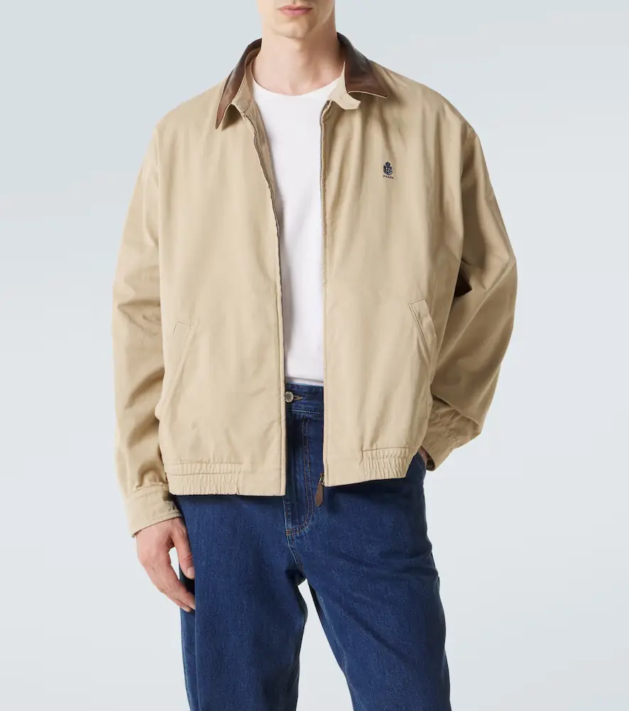 Prada Leather-trimmed cotton blouson jacket | Thumbnail 2 Prada Leather-trimmed cotton blouson jacket | Thumbnail 2