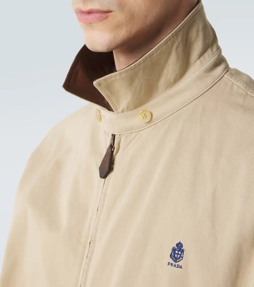 Prada Leather-trimmed cotton blouson jacket | Thumbnail 3 Prada Leather-trimmed cotton blouson jacket | Thumbnail 3