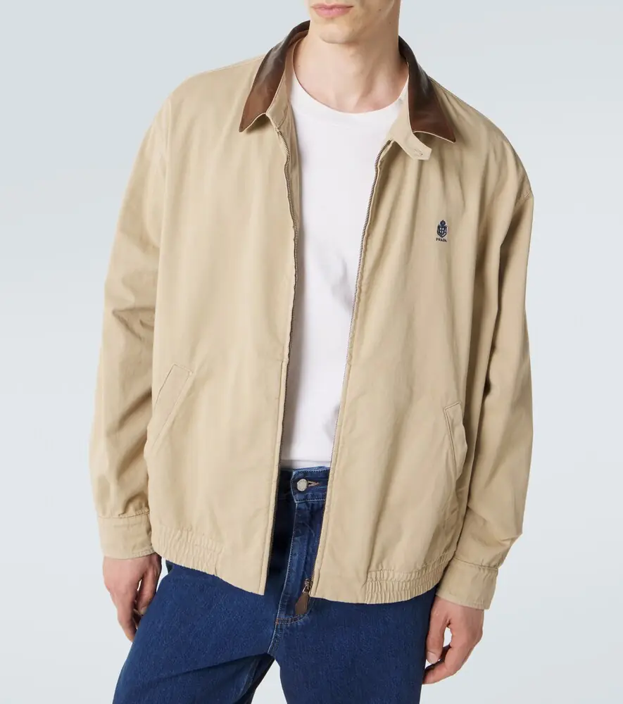 Prada Leather-trimmed cotton blouson jacket | Thumbnail 6 Prada Leather-trimmed cotton blouson jacket | Thumbnail 6