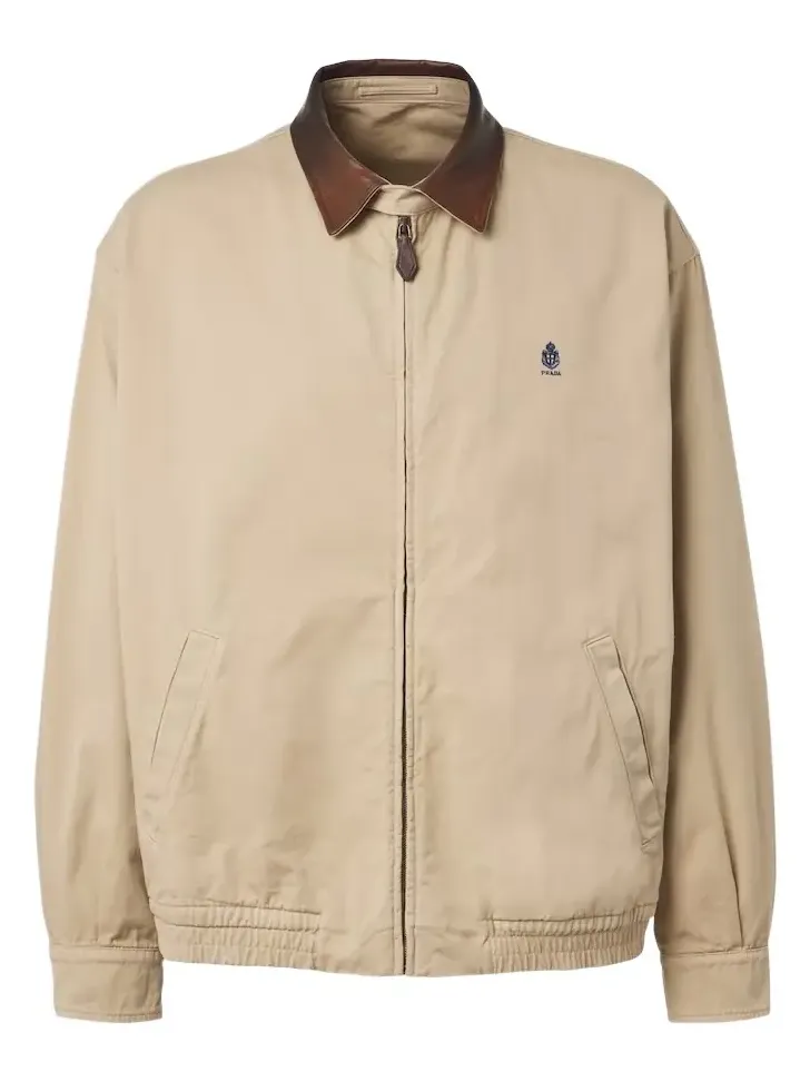 Prada Leather-trimmed cotton blouson jacket