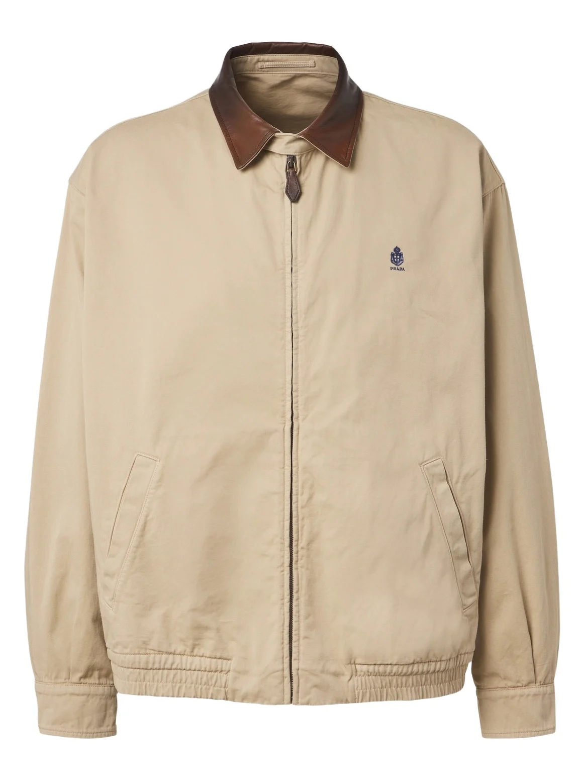Prada Leather-trimmed cotton blouson jacket