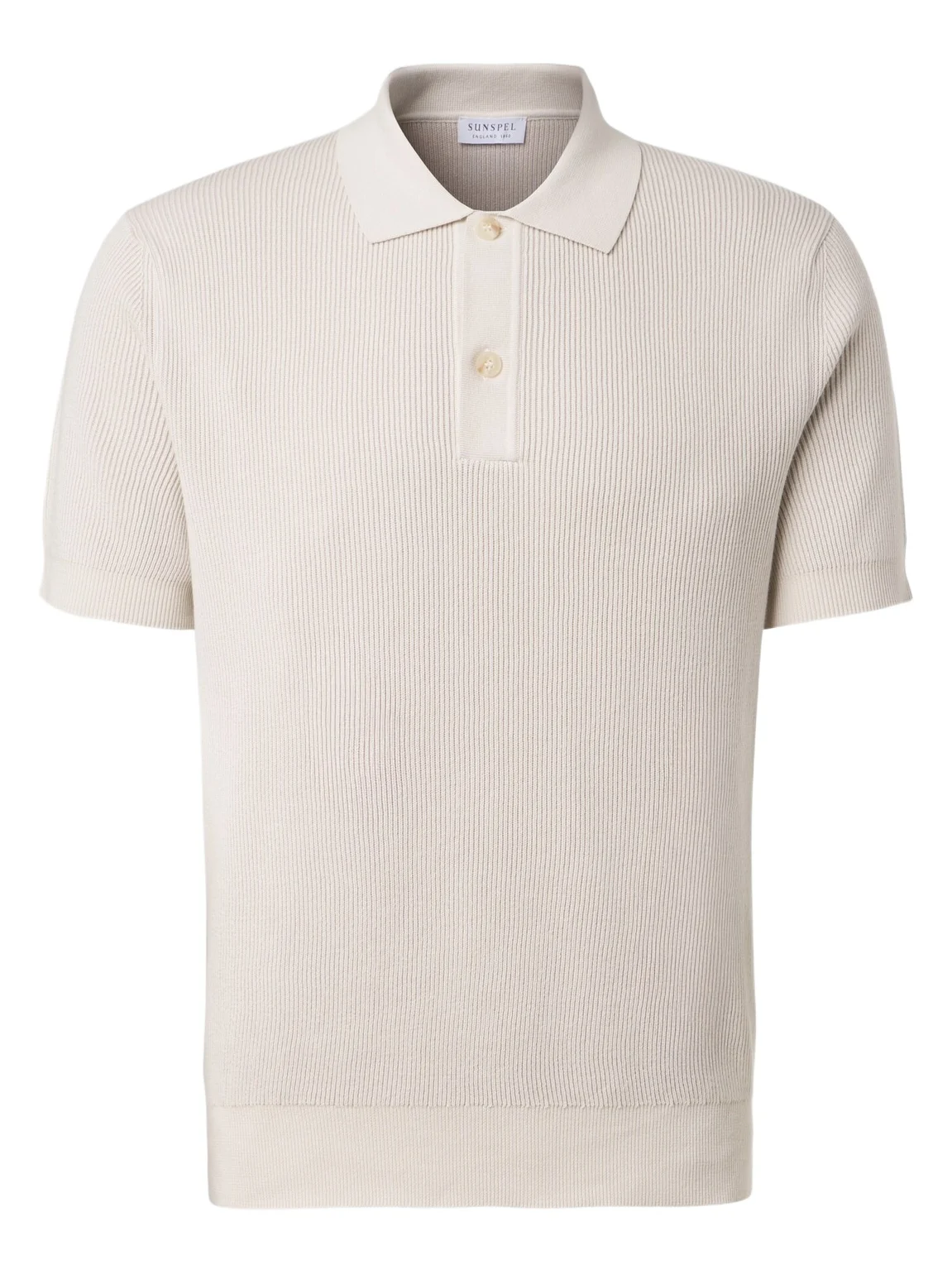 Ribbed-knit cotton polo shirt