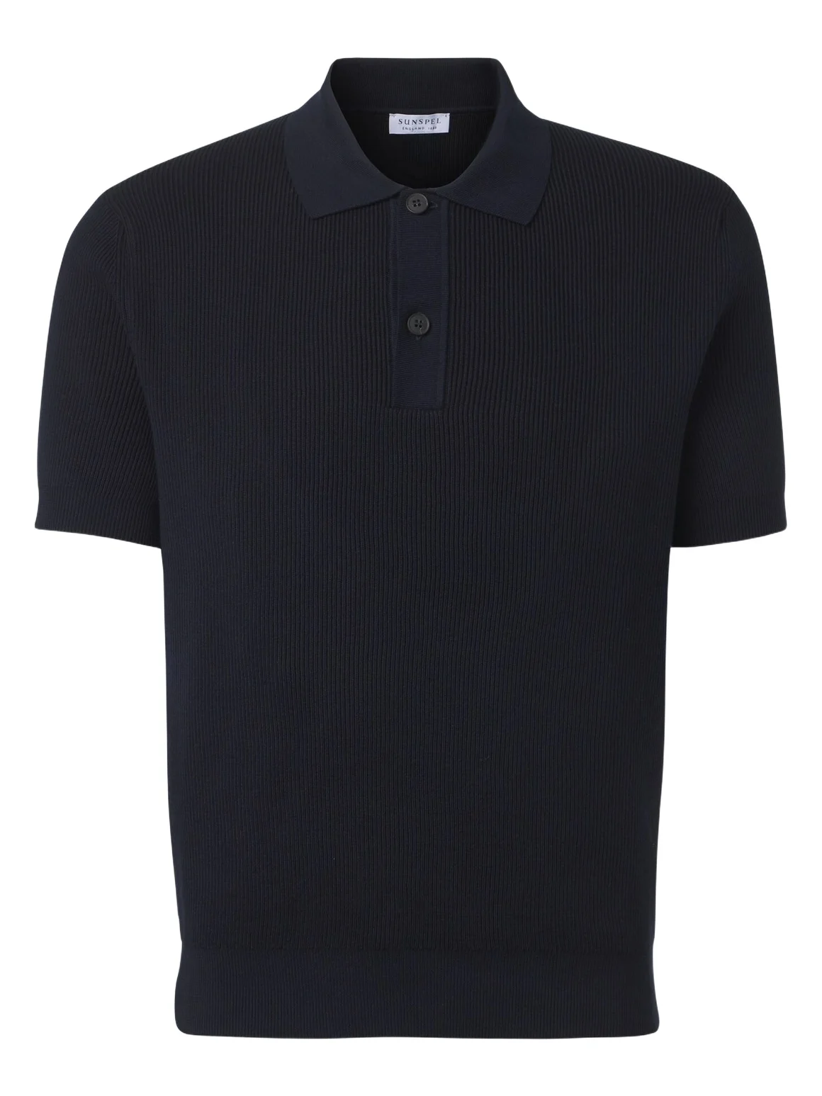 Ribbed-knit cotton polo shirt