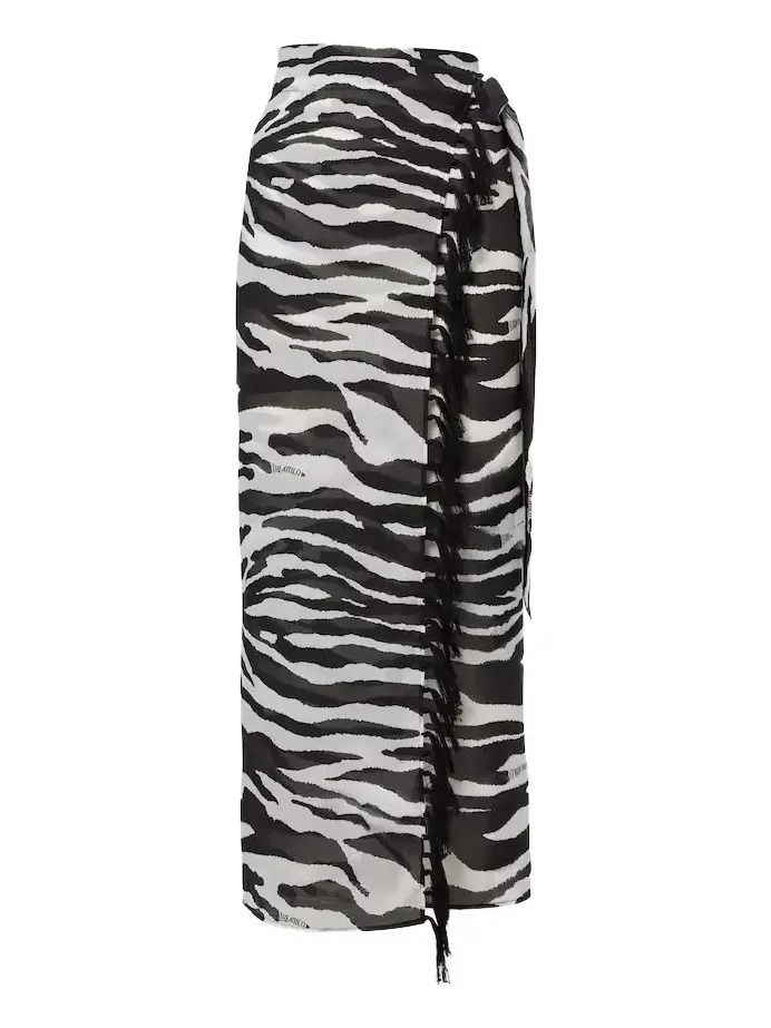 Zebra-print cotton muslin beach cover-up