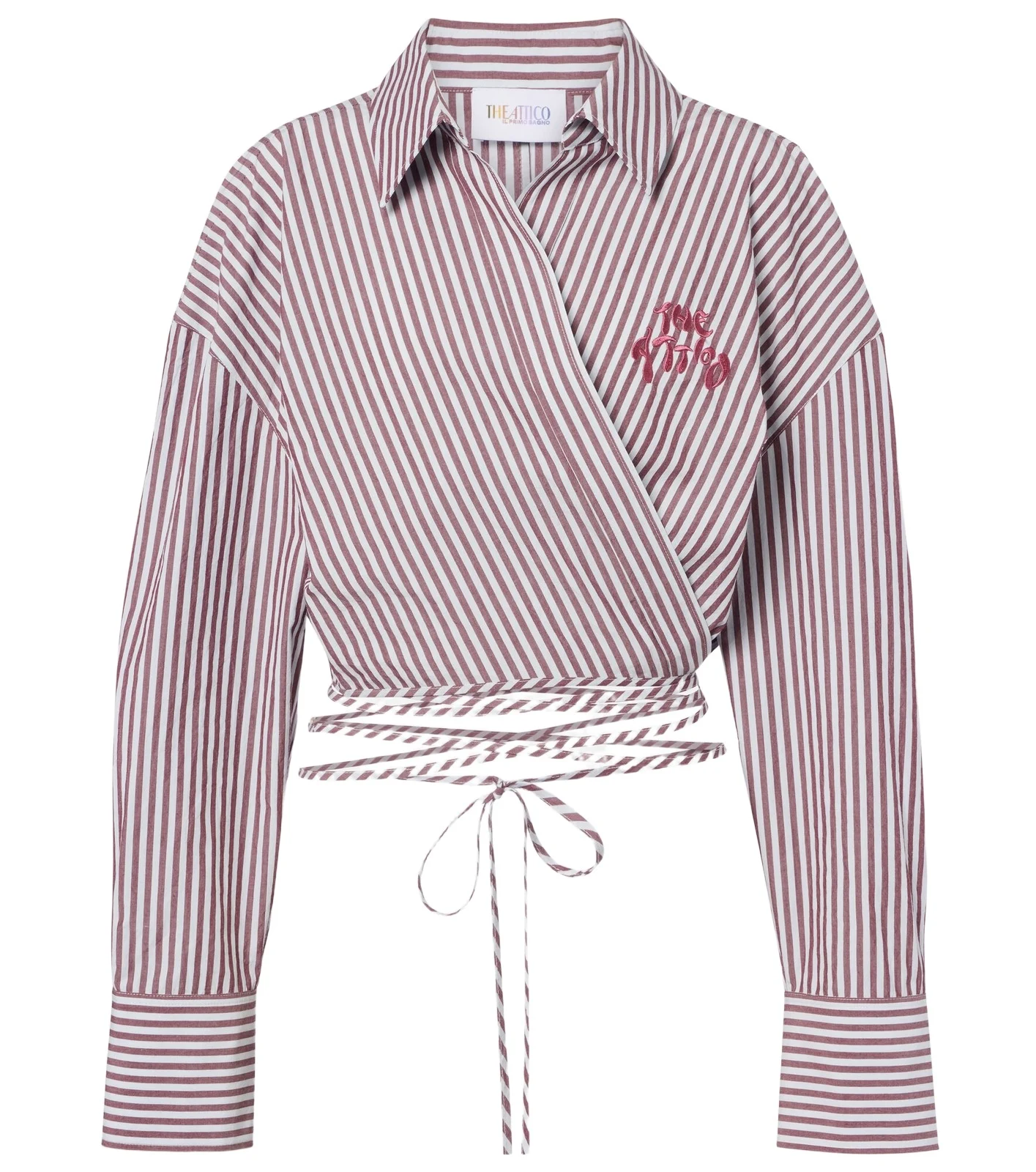 The Attico Striped cotton wrap top