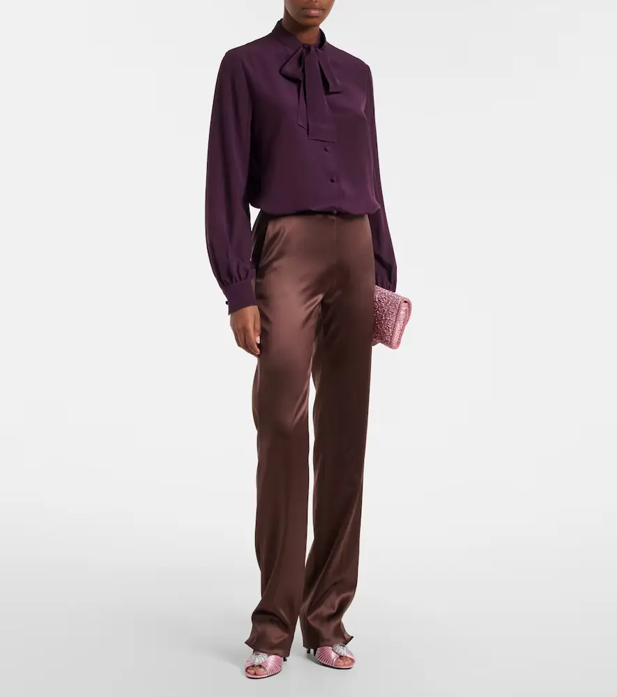 Valentino Garavani Tie-neck silk crêpe de chine blouse | Thumbnail 3