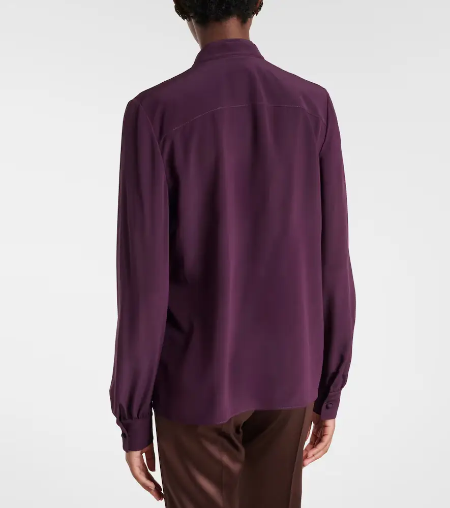 Valentino Garavani Tie-neck silk crêpe de chine blouse | Thumbnail 4