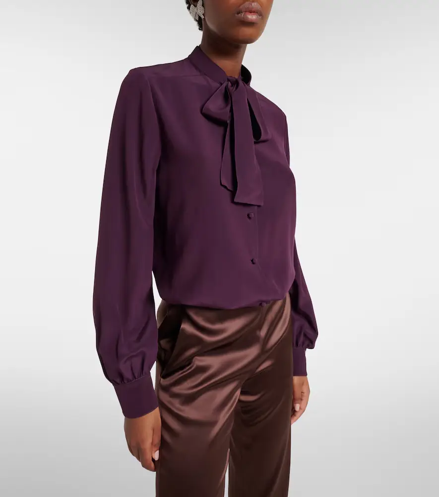 Valentino Garavani Tie-neck silk crêpe de chine blouse | Thumbnail 5