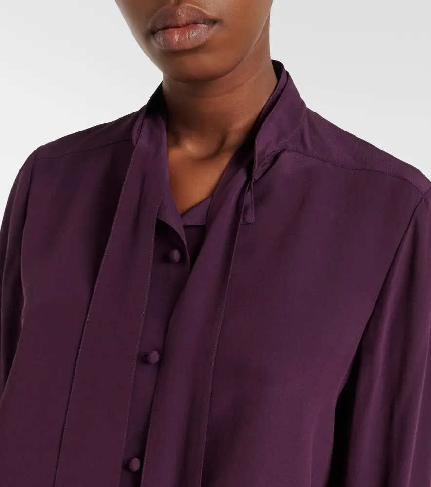 Valentino Garavani Tie-neck silk crêpe de chine blouse | Thumbnail 6