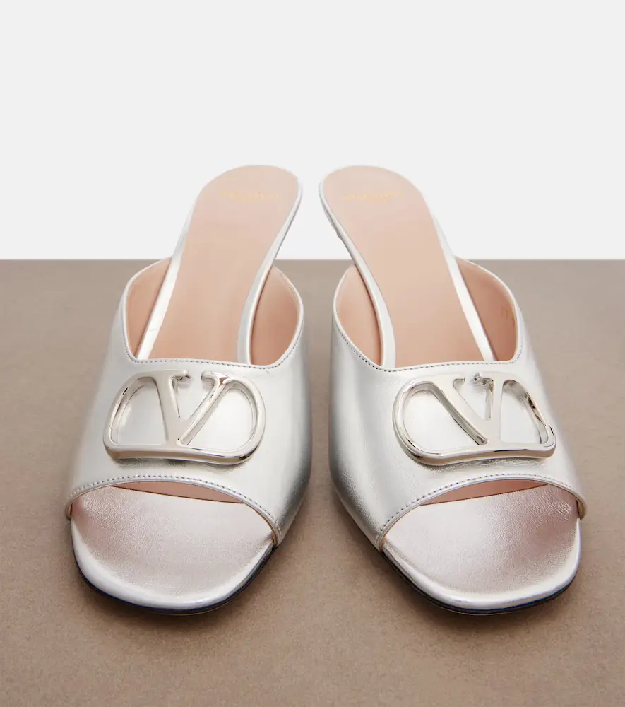 Valentino Garavani VLogo metallic leather mules | Thumbnail 2 Valentino Garavani VLogo metallic leather mules | Thumbnail 2