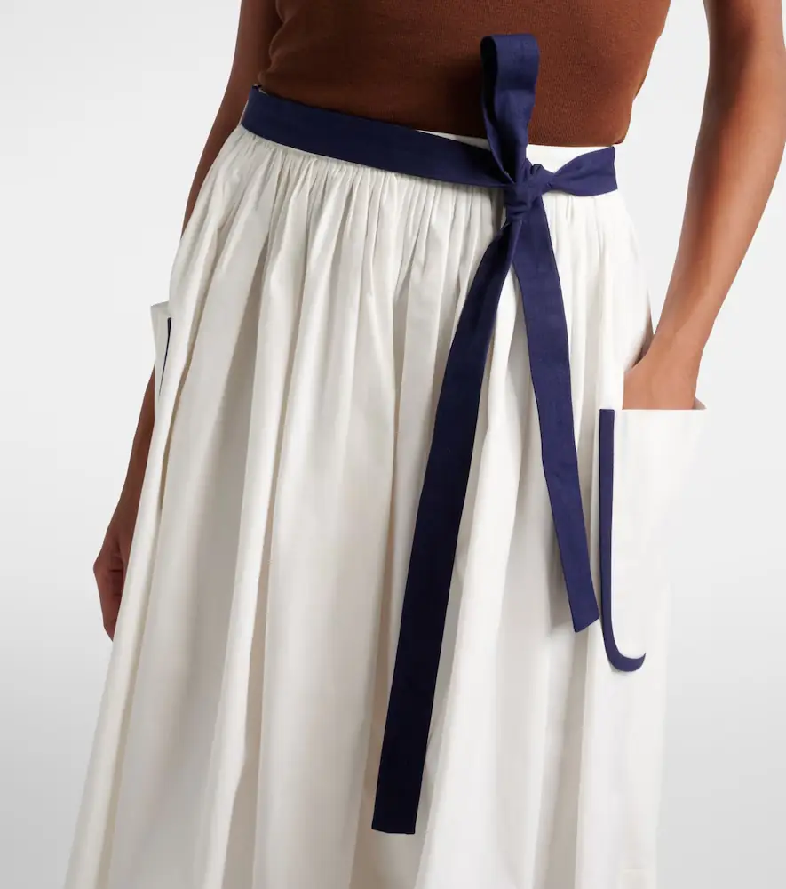 Prada Belted cotton and linen midi skirt | Thumbnail 2 Prada Belted cotton and linen midi skirt | Thumbnail 2