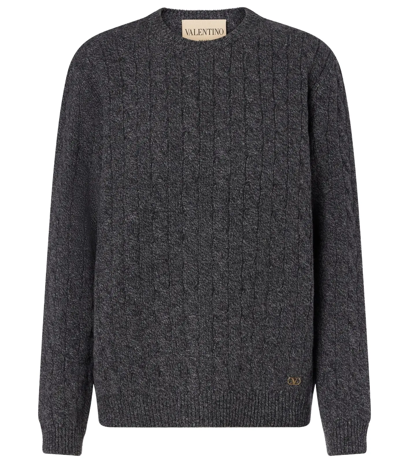 Cable-knit virgin wool mouliné sweater Cable-knit virgin wool mouliné sweater