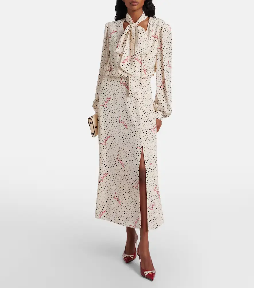 Valentino Garavani Polka-dot silk crêpe de chine midi dress | Thumbnail 3 Valentino Garavani Polka-dot silk crêpe de chine midi dress | Thumbnail 3