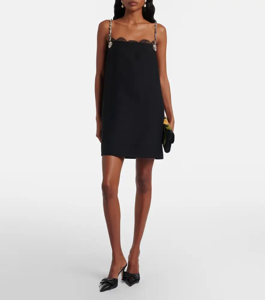 Valentino Crepe Couture embellished lace-trimmed minidress | Thumbnail 4 Valentino Crepe Couture embellished lace-trimmed minidress | Thumbnail 4