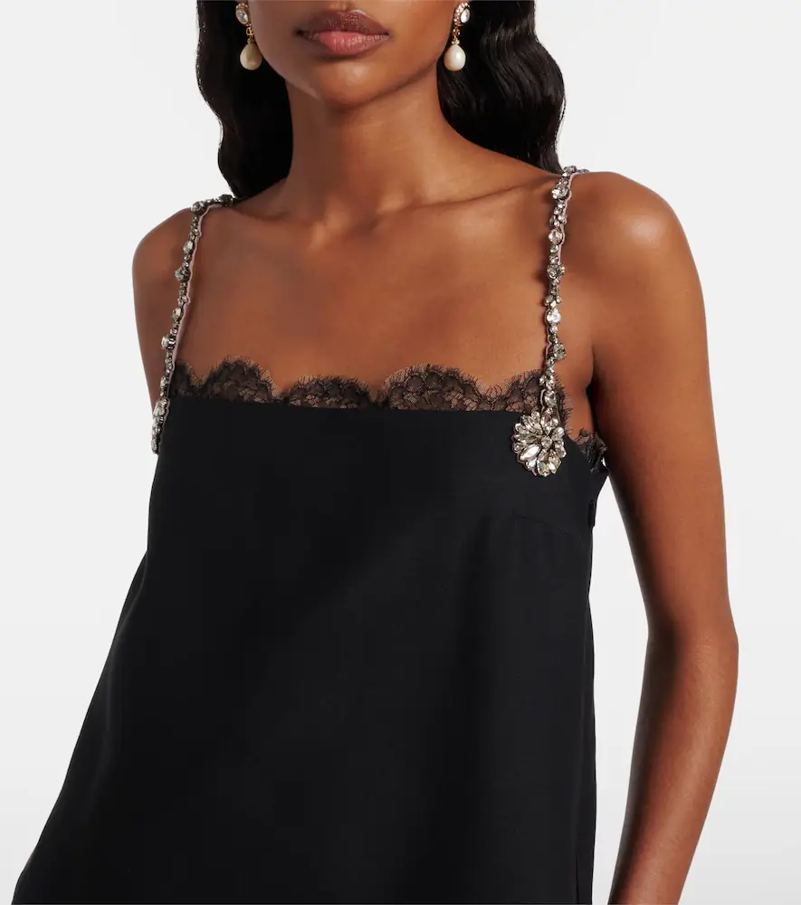 Valentino Crepe Couture embellished lace-trimmed minidress | Thumbnail 6 Valentino Crepe Couture embellished lace-trimmed minidress | Thumbnail 6