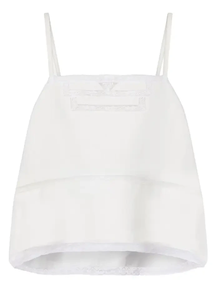 Lace-trimmed linen top