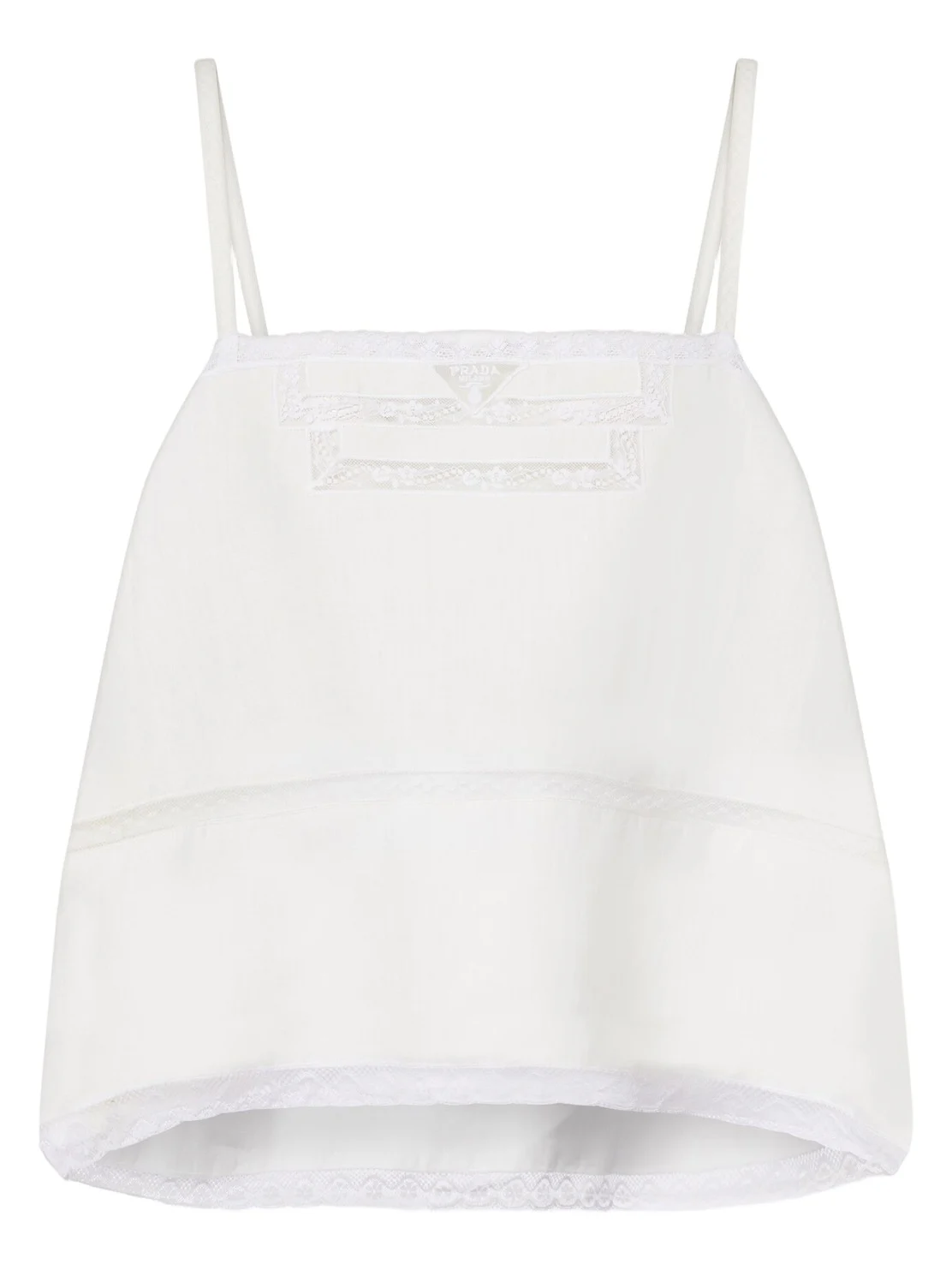 Prada Lace-trimmed linen top