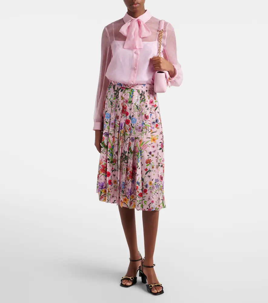 Gucci Flora pleated silk midi skirt | Thumbnail 4 Gucci Flora pleated silk midi skirt | Thumbnail 4