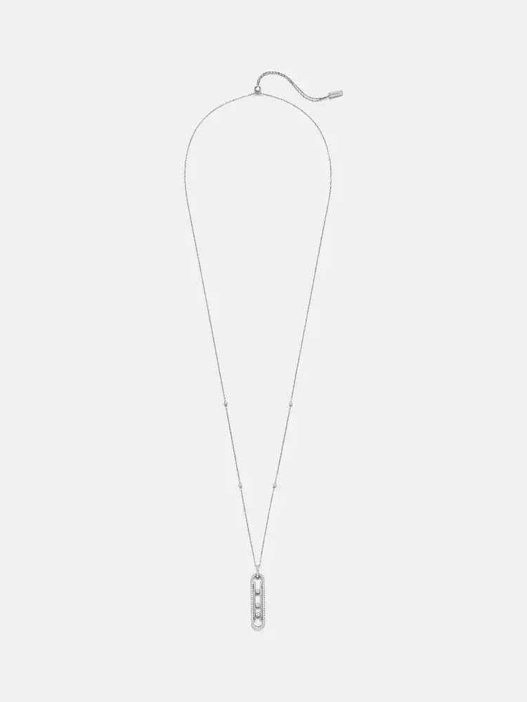 Move 10th 18kt white gold pendant necklace with diamonds Move 10th 18kt white gold pendant necklace with diamonds