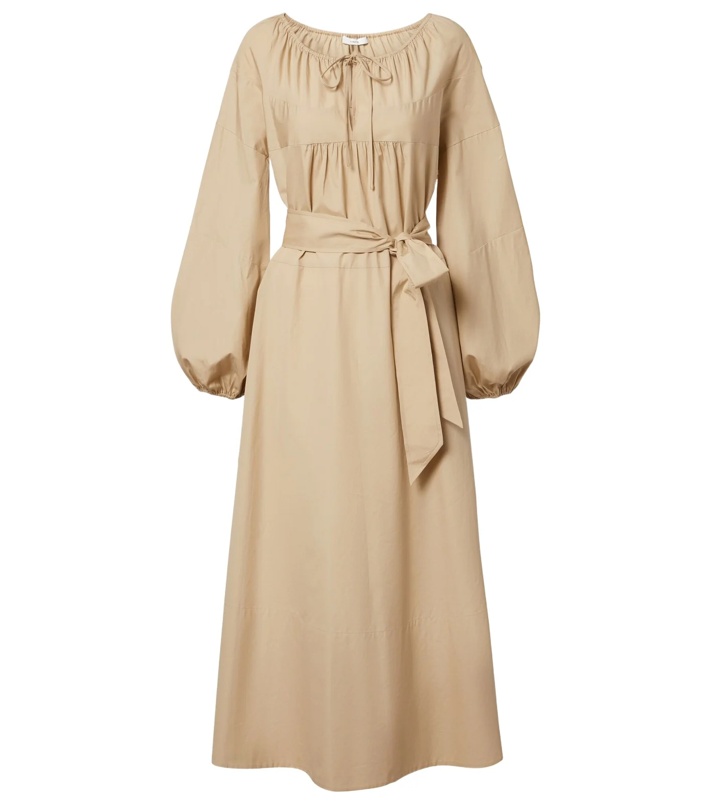 Belted cotton poplin midi dress
