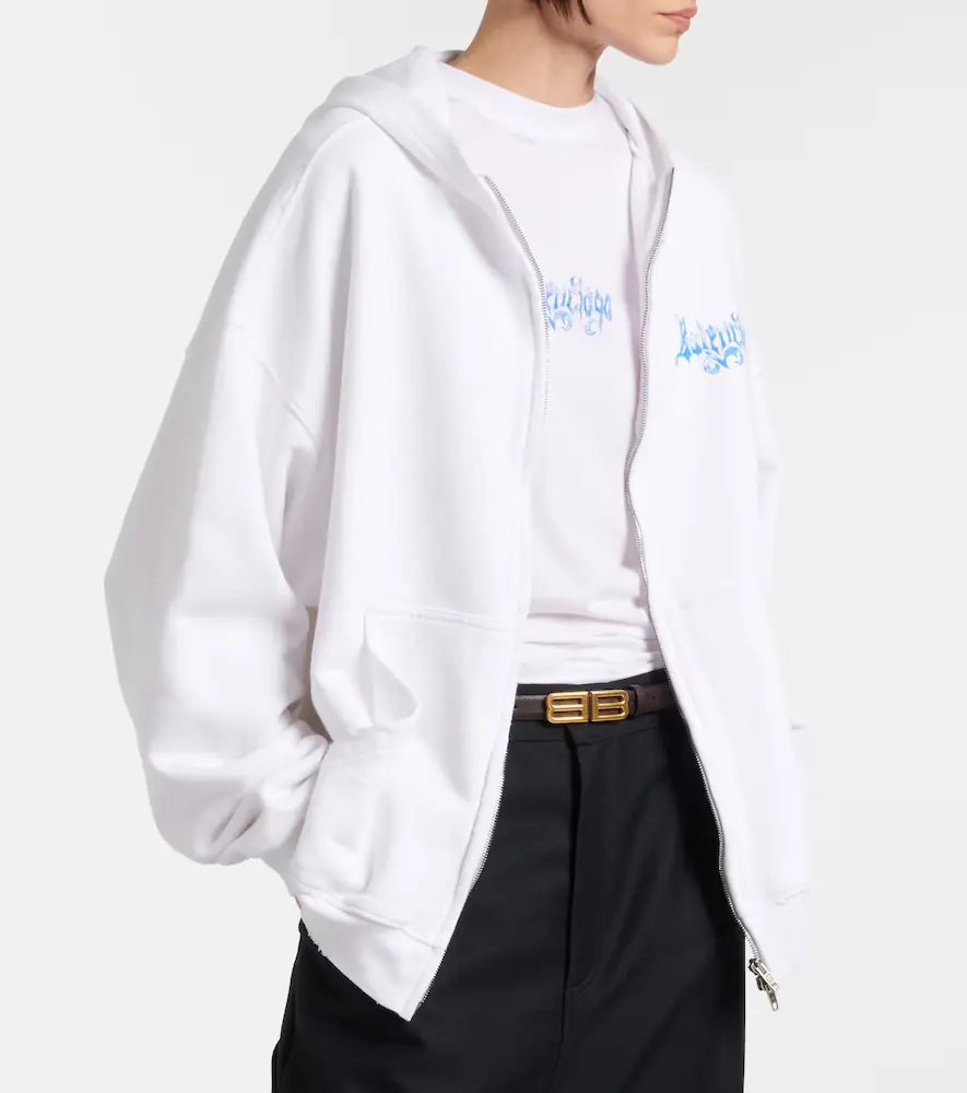 Balenciaga Logo cotton jersey zip-up hoodie | Thumbnail 3 Balenciaga Logo cotton jersey zip-up hoodie | Thumbnail 3