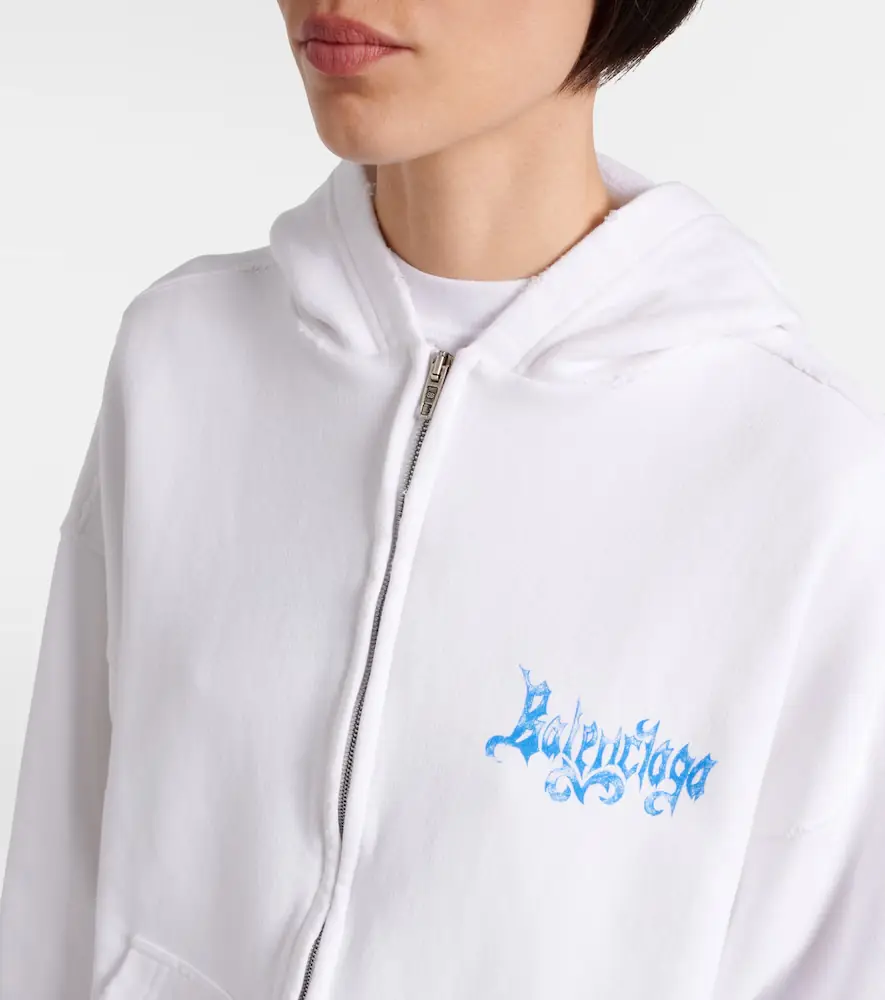 Balenciaga Logo cotton jersey zip-up hoodie | Thumbnail 4 Balenciaga Logo cotton jersey zip-up hoodie | Thumbnail 4