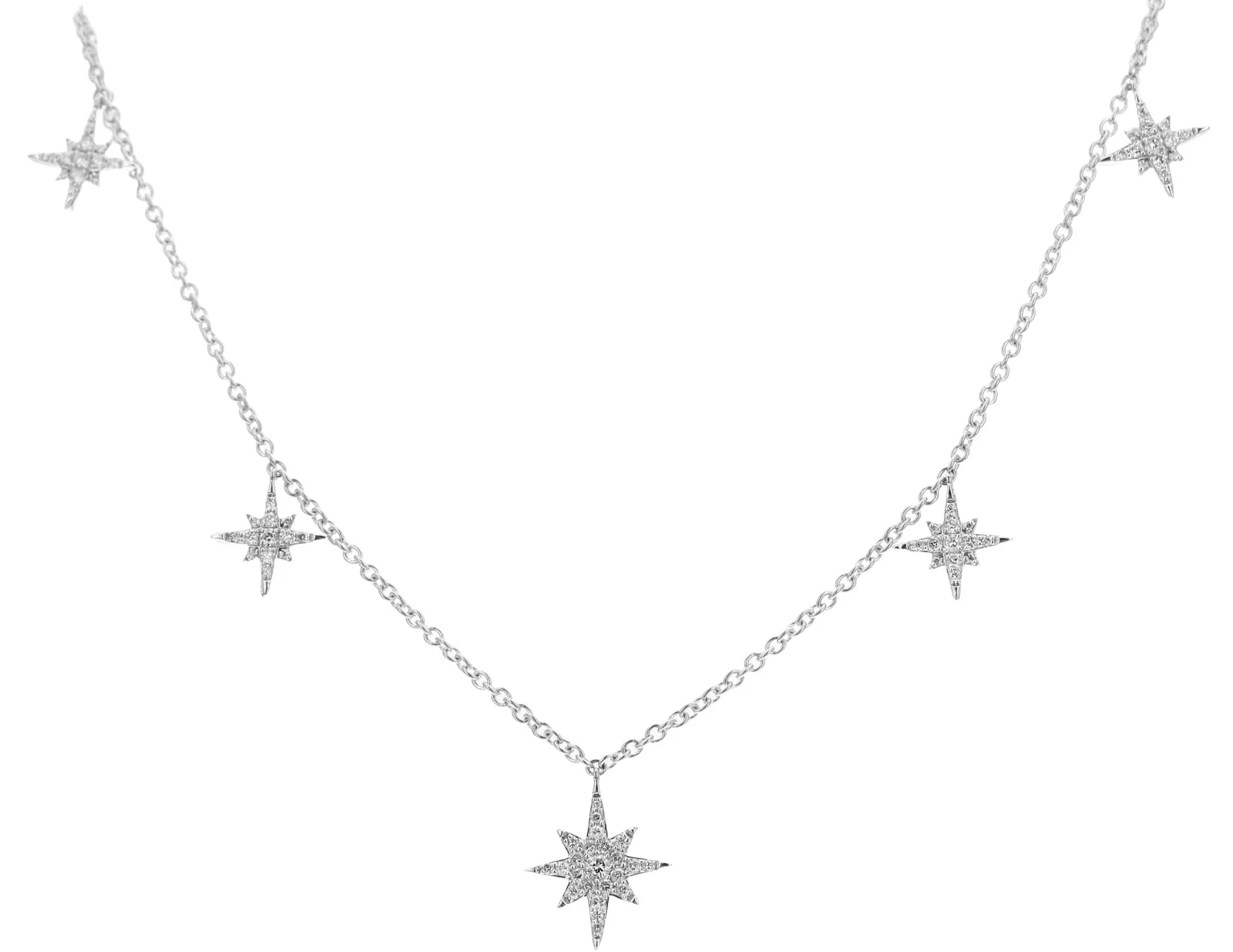 0.50ct Diamond 18K Gold Star Station Necklace 0.50ct Diamond 18K Gold Star Station Necklace